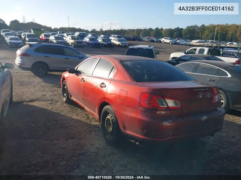 2012 Mitsubishi Galant Es/Se VIN: 4A32B3FF0CE014162 Lot: 40710028