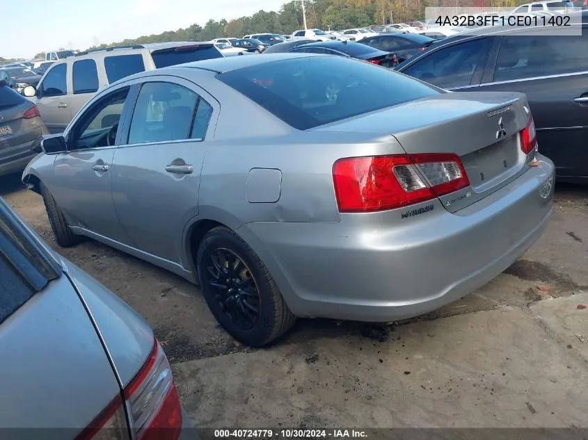 2012 Mitsubishi Galant Es/Se VIN: 4A32B3FF1CE011402 Lot: 40724779