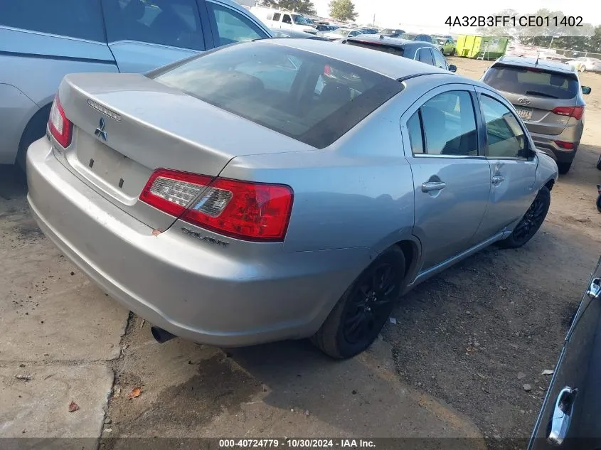 2012 Mitsubishi Galant Es/Se VIN: 4A32B3FF1CE011402 Lot: 40724779