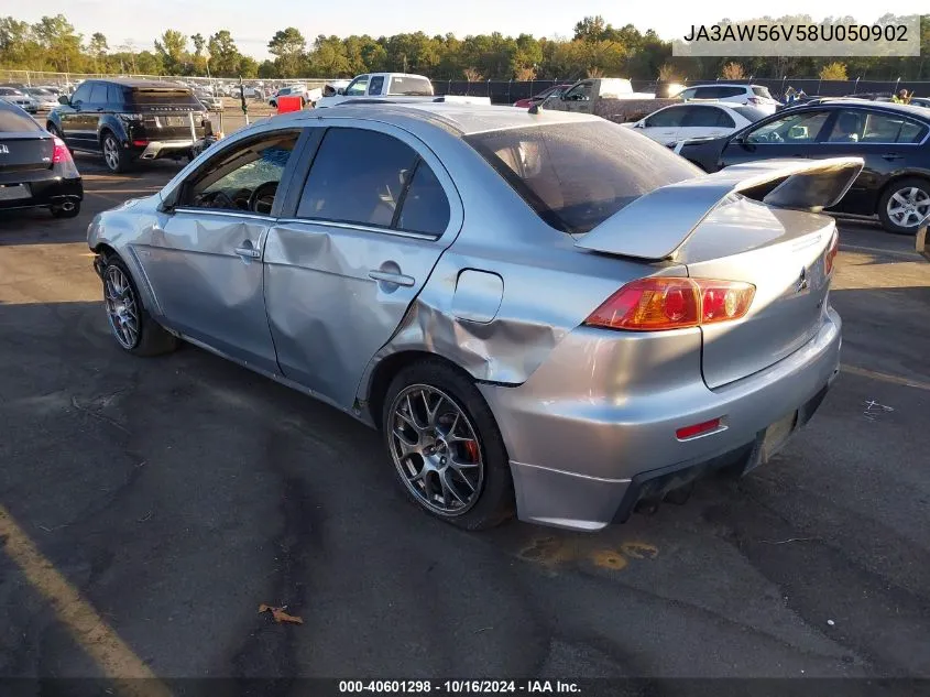 2008 Mitsubishi Lancer Evolution Mr VIN: JA3AW56V58U050902 Lot: 40601298