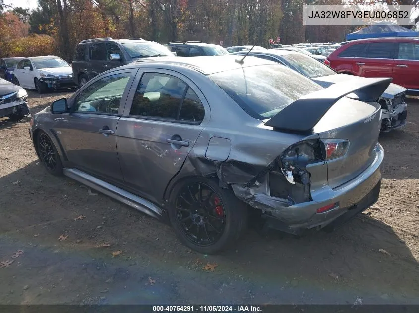 2014 Mitsubishi Lancer Evolution Gsr VIN: JA32W8FV3EU006852 Lot: 40754291