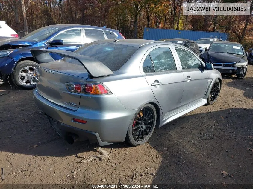 2014 Mitsubishi Lancer Evolution Gsr VIN: JA32W8FV3EU006852 Lot: 40754291