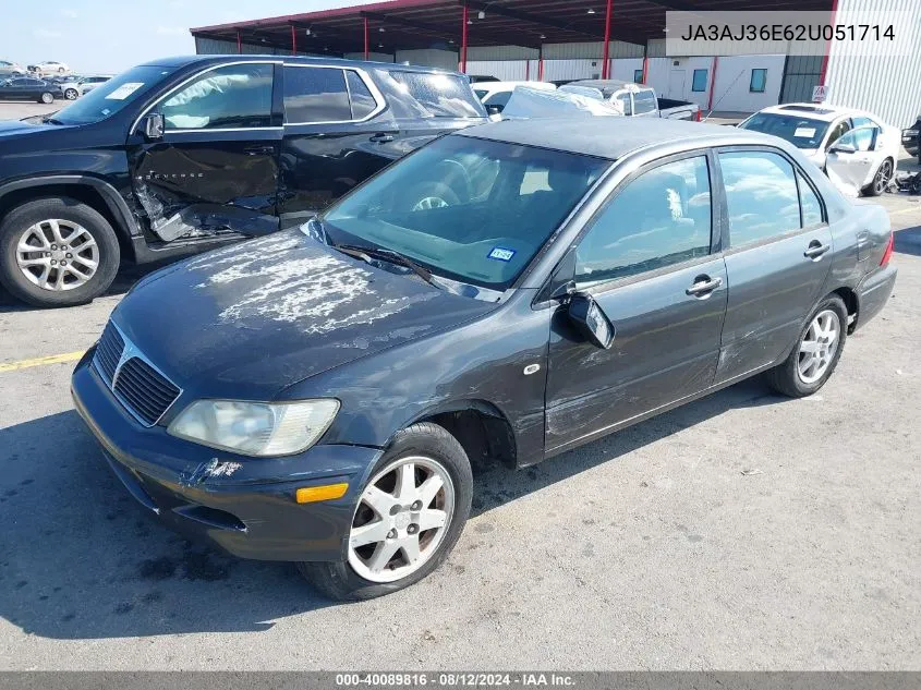 2002 Mitsubishi Lancer Ls VIN: JA3AJ36E62U051714 Lot: 40089816