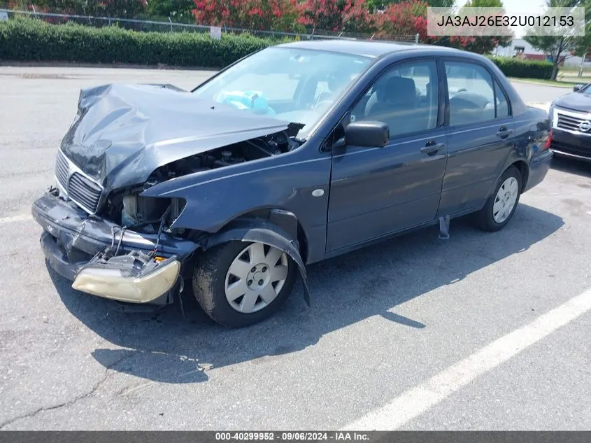 2002 Mitsubishi Lancer Es VIN: JA3AJ26E32U012153 Lot: 40299952