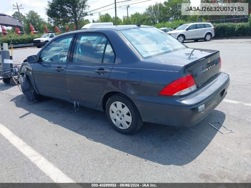 2002 Mitsubishi Lancer Es VIN: JA3AJ26E32U012153 Lot: 40299952