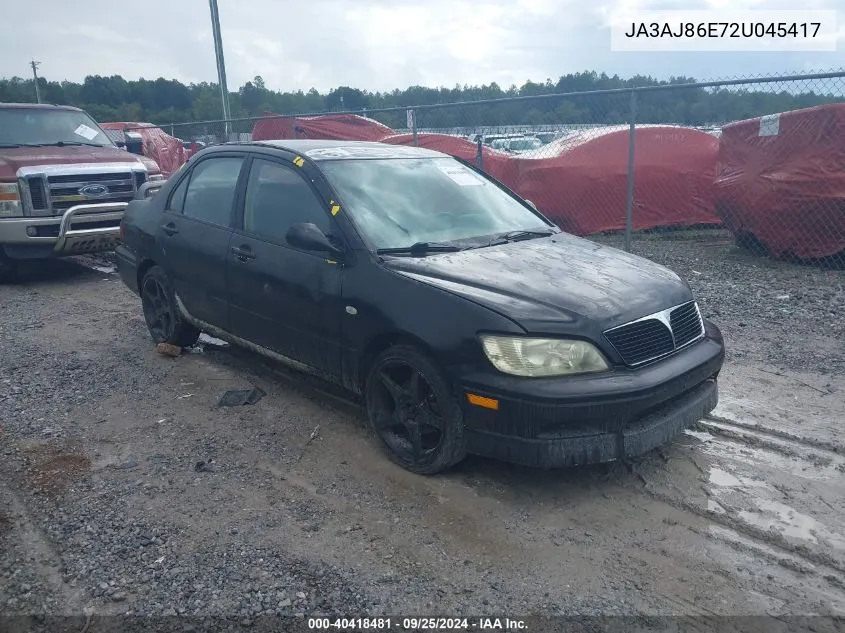 2002 Mitsubishi Lancer Oz Rally VIN: JA3AJ86E72U045417 Lot: 40418481