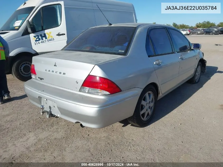 2002 Mitsubishi Lancer Ls VIN: JA3AJ36E22U035784 Lot: 40628995