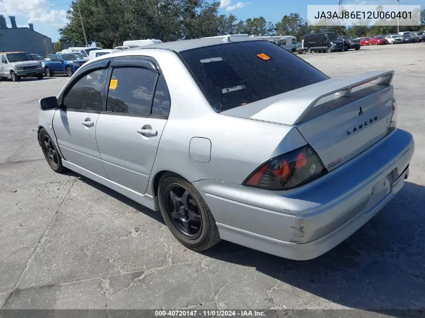 2002 Mitsubishi Lancer Oz Rally VIN: JA3AJ86E12U060401 Lot: 40720147