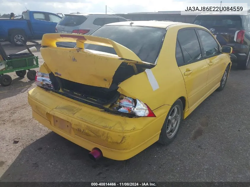 2002 Mitsubishi Lancer Oz Rally VIN: JA3AJ86E22U084559 Lot: 40814466