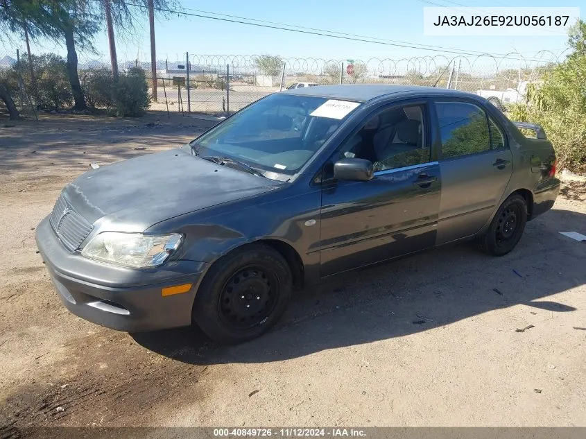 2002 Mitsubishi Lancer Es VIN: JA3AJ26E92U056187 Lot: 40849726