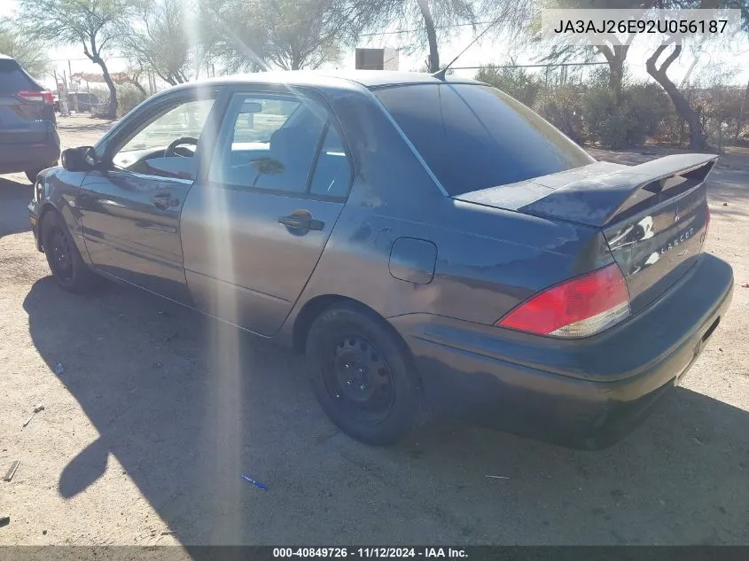 2002 Mitsubishi Lancer Es VIN: JA3AJ26E92U056187 Lot: 40849726