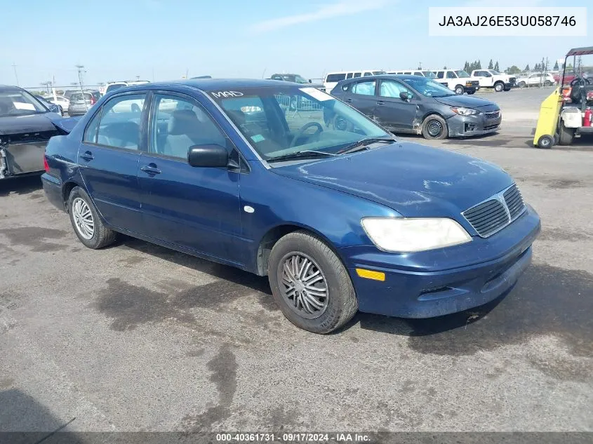 2003 Mitsubishi Lancer Es VIN: JA3AJ26E53U058746 Lot: 40361731