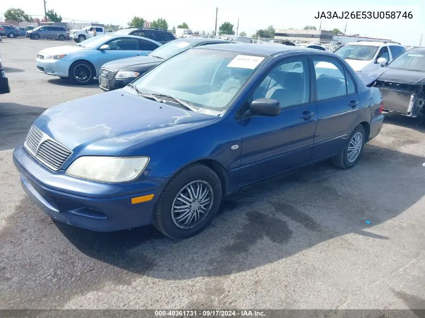 2003 Mitsubishi Lancer Es VIN: JA3AJ26E53U058746 Lot: 40361731