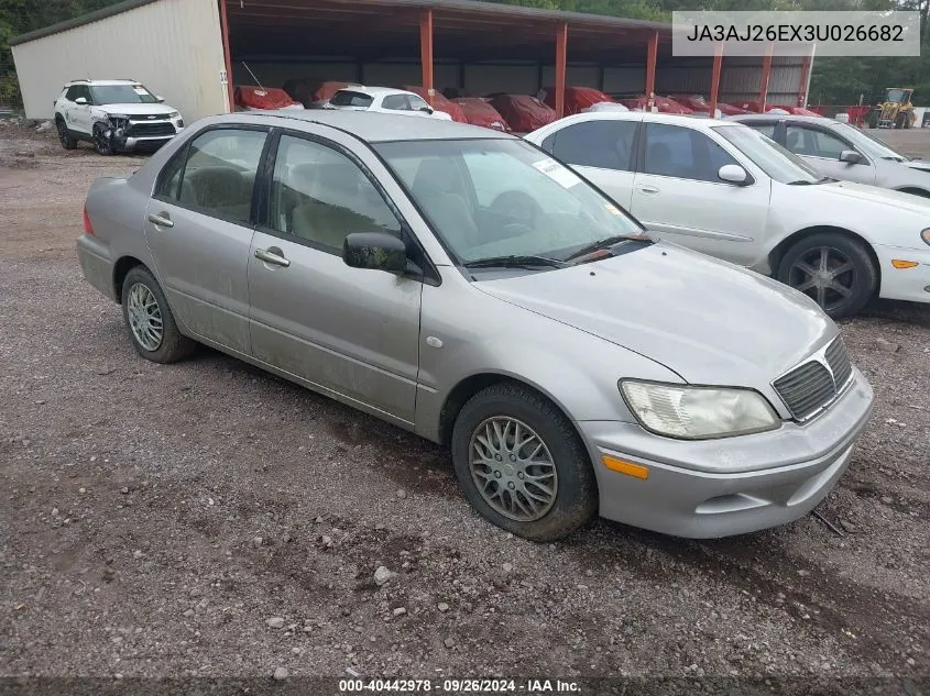 2003 Mitsubishi Lancer Es VIN: JA3AJ26EX3U026682 Lot: 40442978