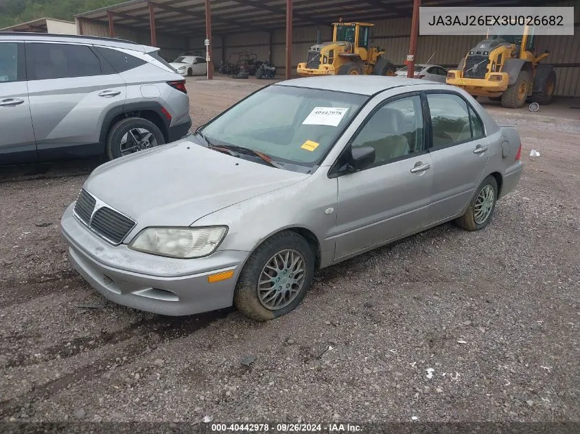 2003 Mitsubishi Lancer Es VIN: JA3AJ26EX3U026682 Lot: 40442978