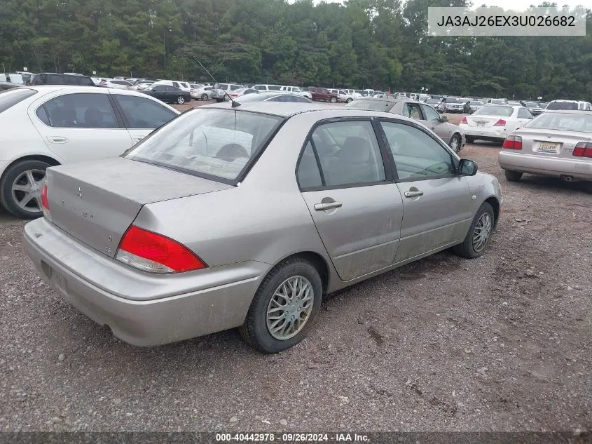 2003 Mitsubishi Lancer Es VIN: JA3AJ26EX3U026682 Lot: 40442978