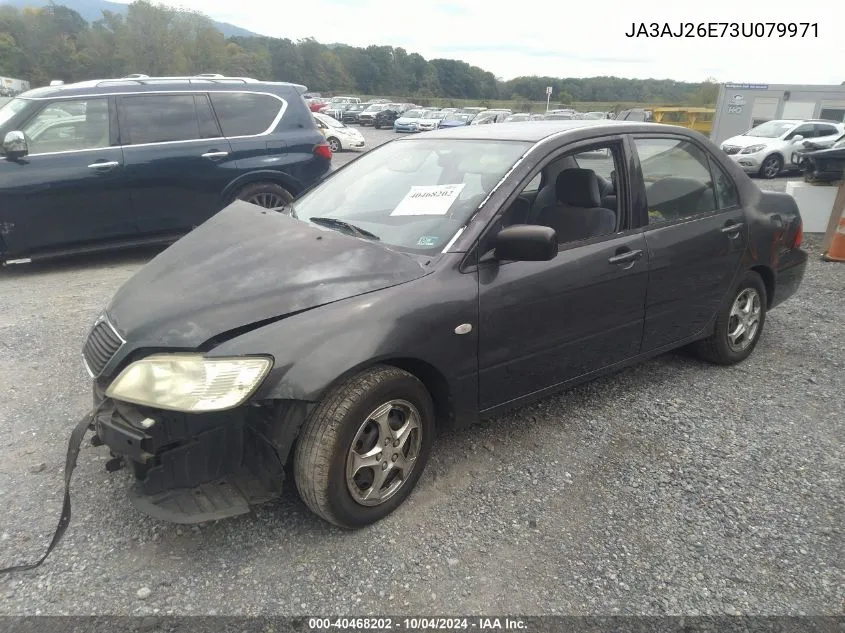 2003 Mitsubishi Lancer Es VIN: JA3AJ26E73U079971 Lot: 40468202