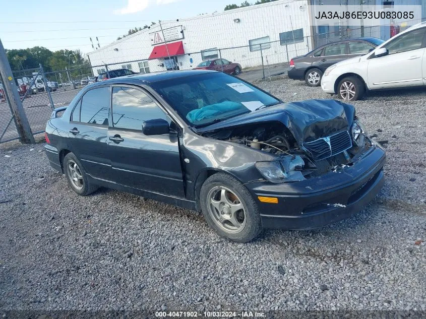 2003 Mitsubishi Lancer Oz Rally VIN: JA3AJ86E93U083085 Lot: 40471902