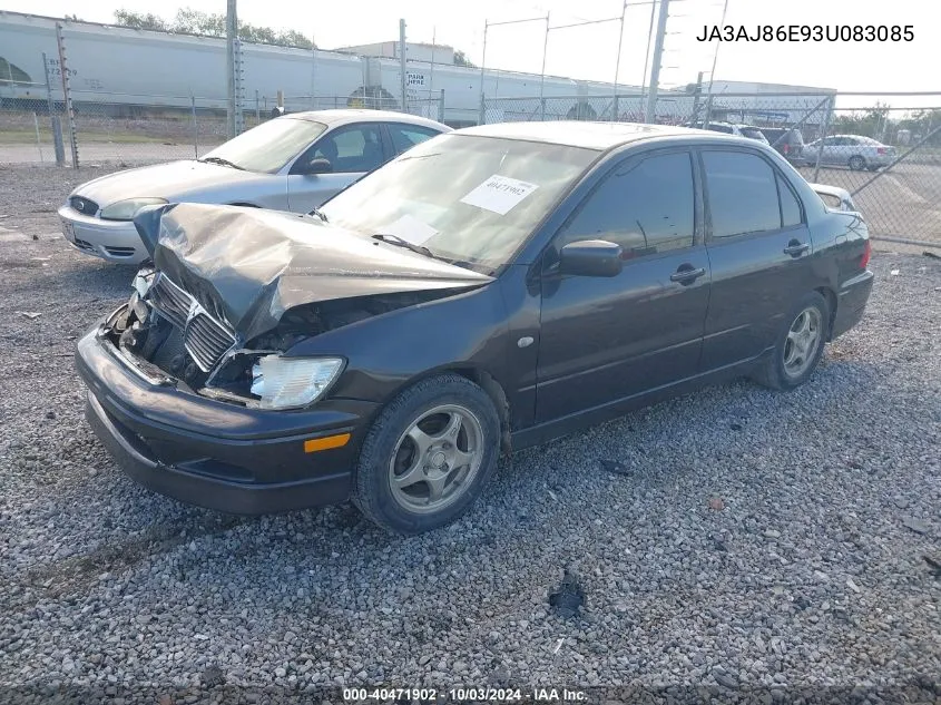 2003 Mitsubishi Lancer Oz Rally VIN: JA3AJ86E93U083085 Lot: 40471902