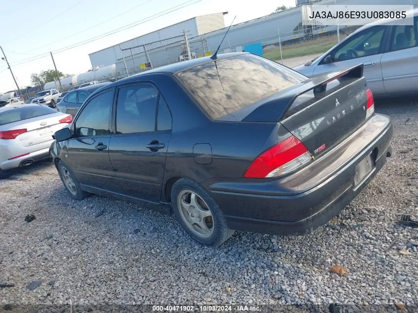 2003 Mitsubishi Lancer Oz Rally VIN: JA3AJ86E93U083085 Lot: 40471902