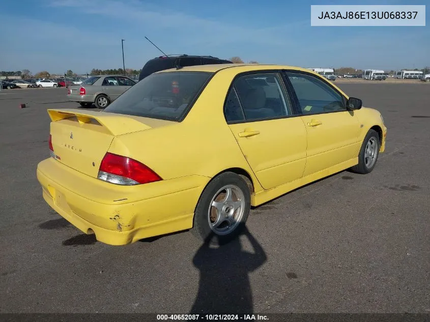 2003 Mitsubishi Lancer Oz Rally VIN: JA3AJ86E13U068337 Lot: 40652087