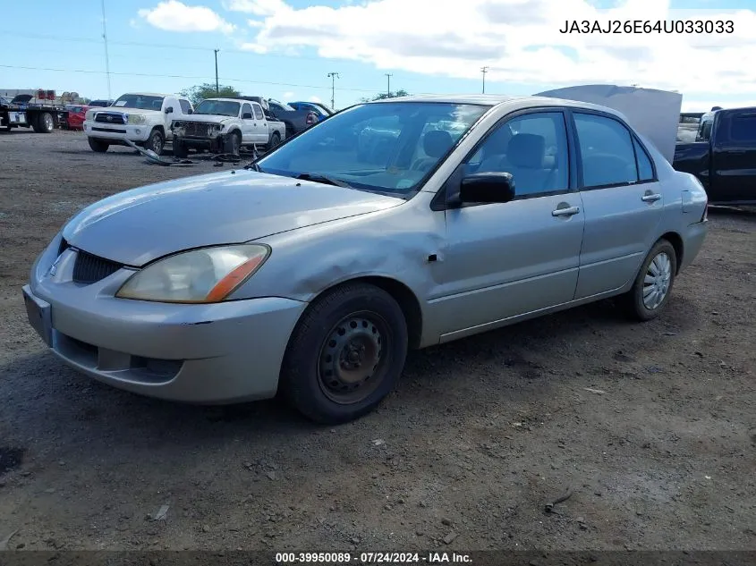 2004 Mitsubishi Lancer Es VIN: JA3AJ26E64U033033 Lot: 39950089