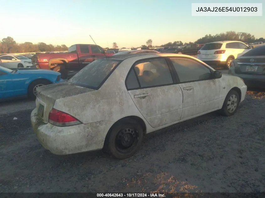 2004 Mitsubishi Lancer Es VIN: JA3AJ26E54U012903 Lot: 40642643