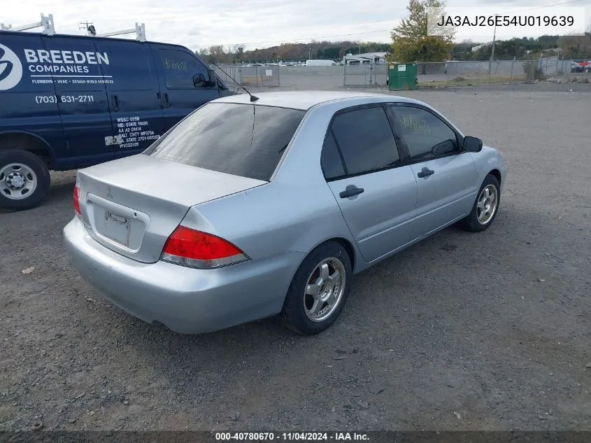 2004 Mitsubishi Lancer Es VIN: JA3AJ26E54U019639 Lot: 40780670