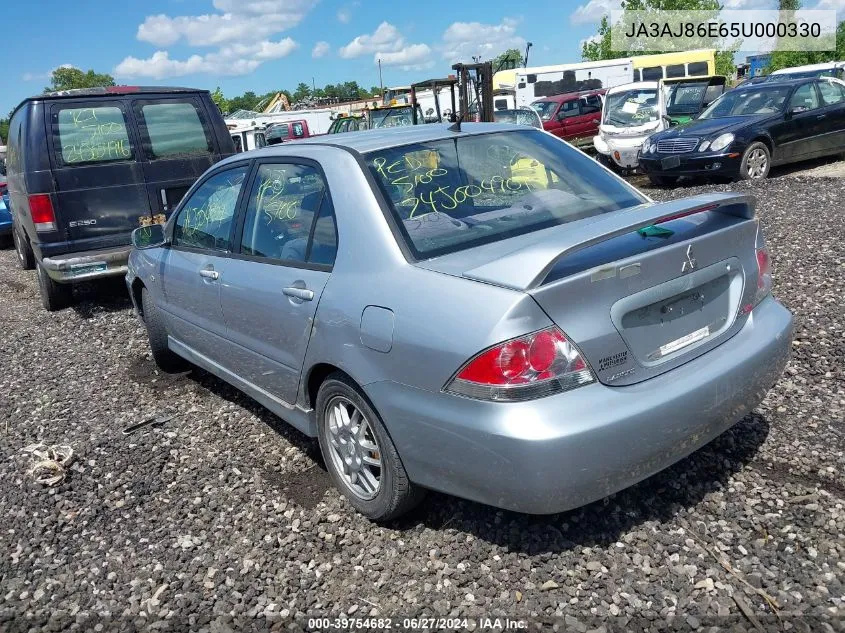 2005 Mitsubishi Lancer Oz Rally VIN: JA3AJ86E65U000330 Lot: 39754682