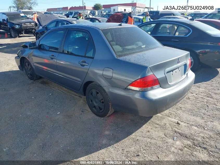 2005 Mitsubishi Lancer Es VIN: JA3AJ26E75U024908 Lot: 40531993