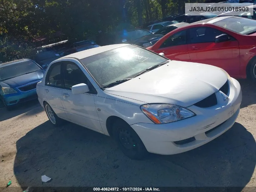 2005 Mitsubishi Lancer Es VIN: JA3AJ26E05U018903 Lot: 40624972