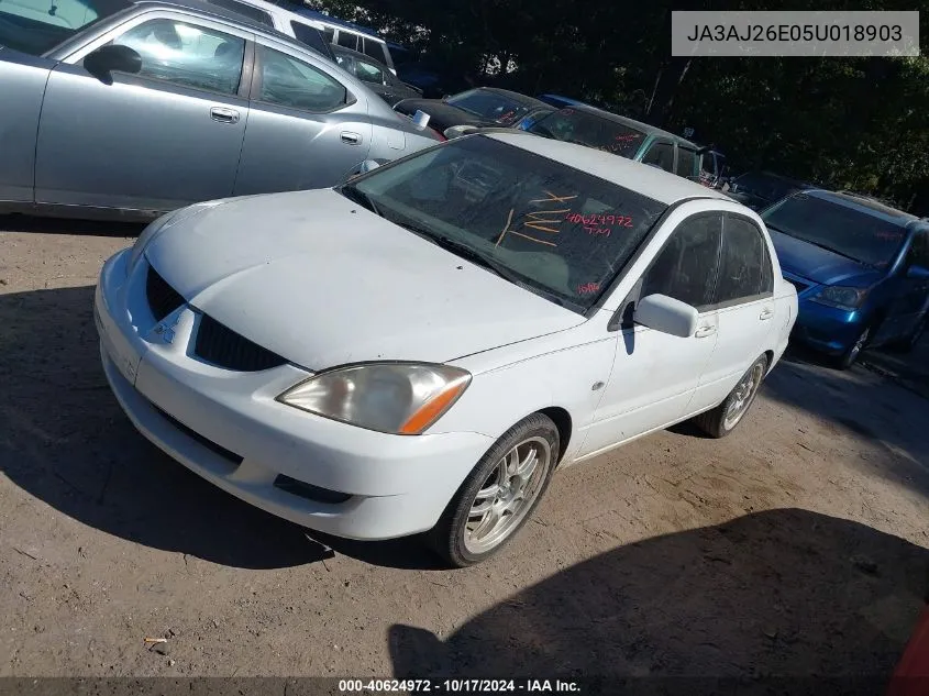 2005 Mitsubishi Lancer Es VIN: JA3AJ26E05U018903 Lot: 40624972