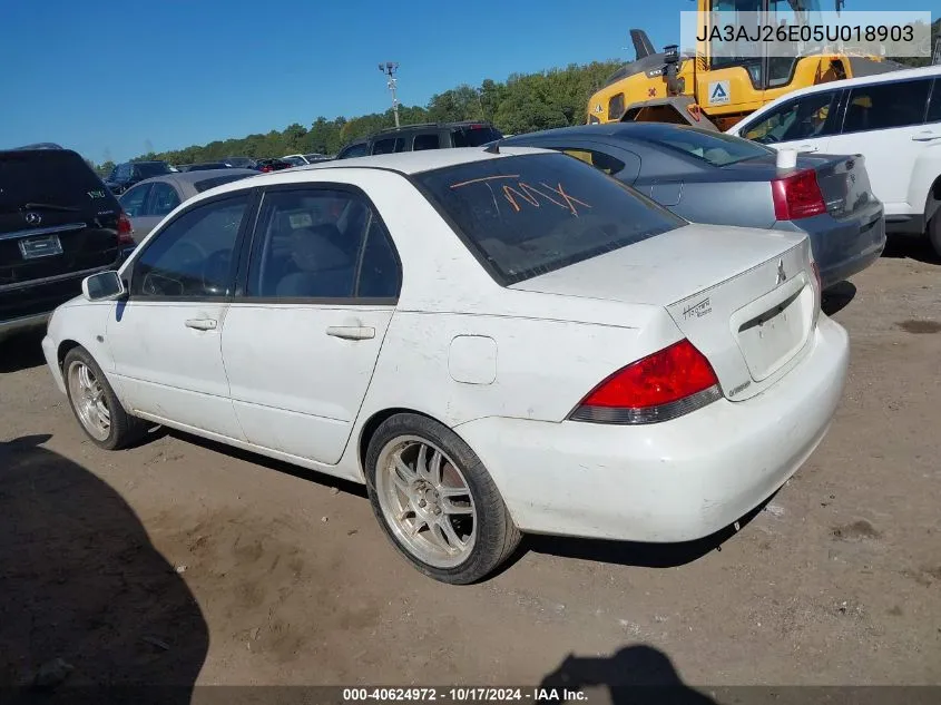 2005 Mitsubishi Lancer Es VIN: JA3AJ26E05U018903 Lot: 40624972