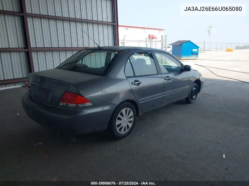 2006 Mitsubishi Lancer Es/Se VIN: JA3AJ26E66U065080 Lot: 39956076