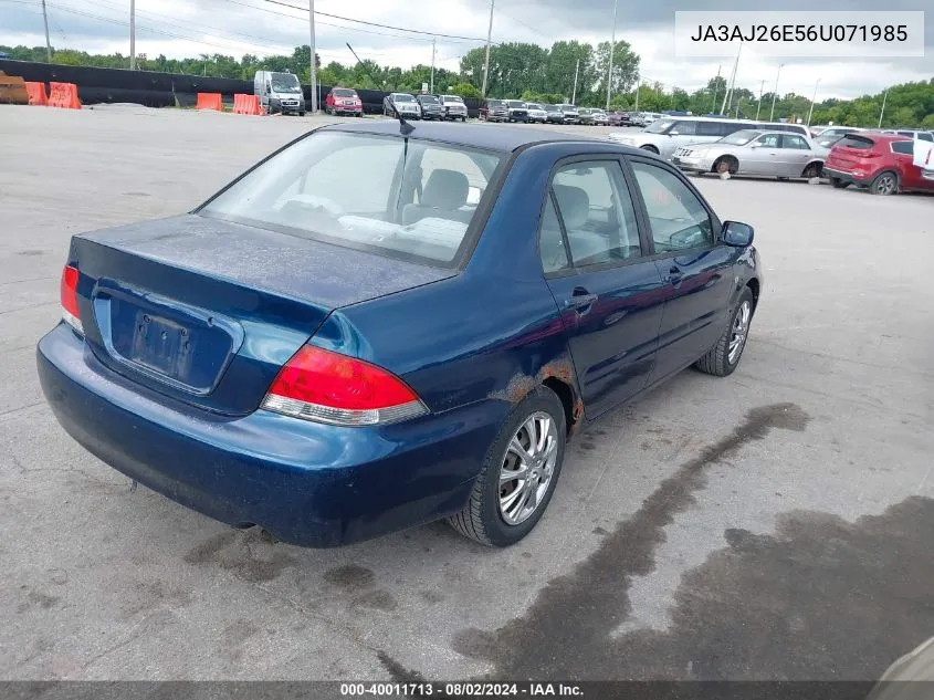 JA3AJ26E56U071985 2006 Mitsubishi Lancer Es/Se