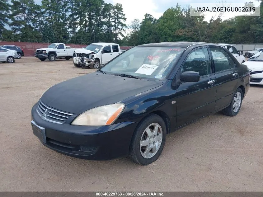 2006 Mitsubishi Lancer Es/Se VIN: JA3AJ26E16U062619 Lot: 40229763