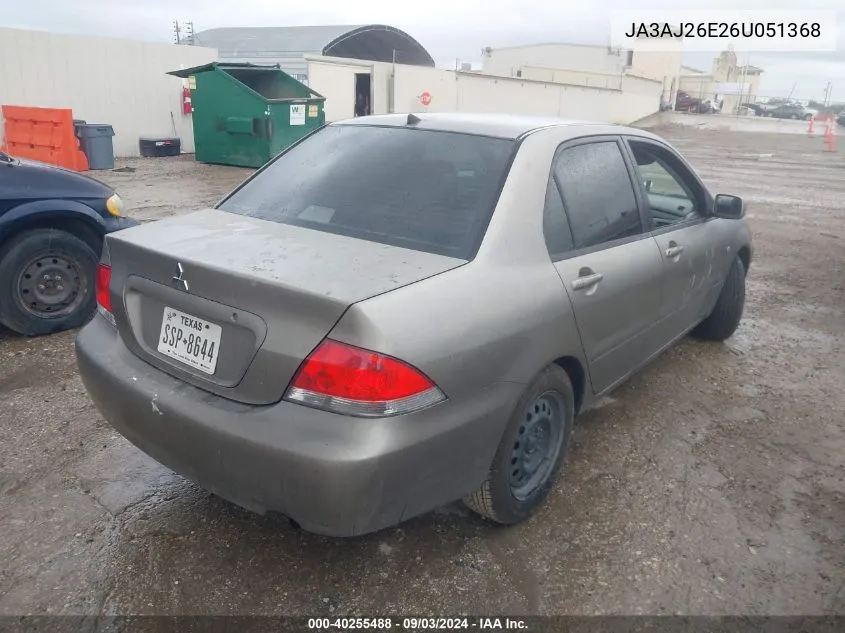 JA3AJ26E26U051368 2006 Mitsubishi Lancer Es/Se