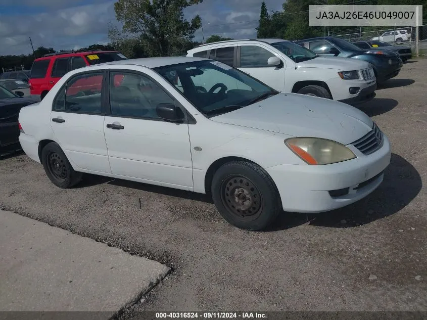 2006 Mitsubishi Lancer Es VIN: JA3AJ26E46U049007 Lot: 40316524