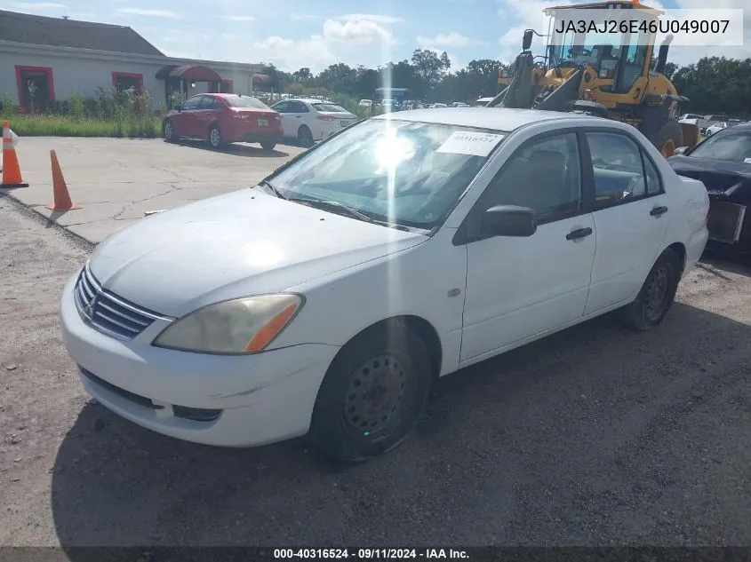 2006 Mitsubishi Lancer Es VIN: JA3AJ26E46U049007 Lot: 40316524