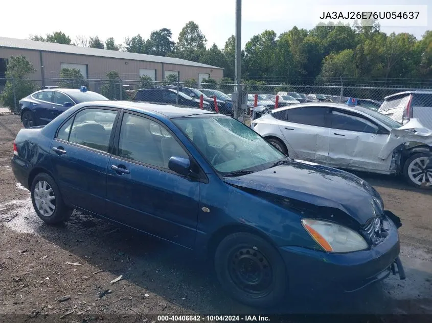 2006 Mitsubishi Lancer Es/Se VIN: JA3AJ26E76U054637 Lot: 40406642