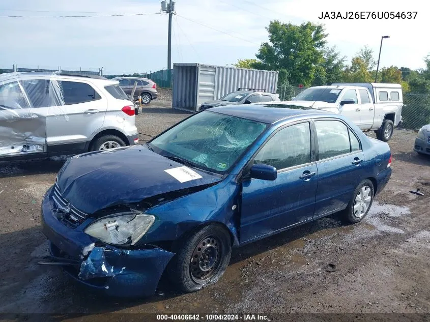 2006 Mitsubishi Lancer Es/Se VIN: JA3AJ26E76U054637 Lot: 40406642