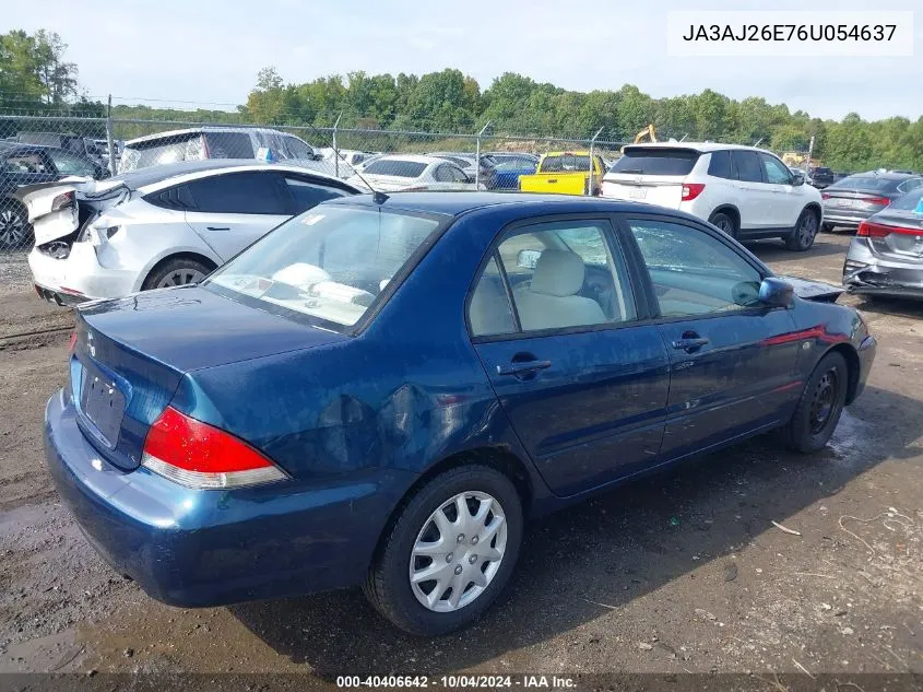 2006 Mitsubishi Lancer Es/Se VIN: JA3AJ26E76U054637 Lot: 40406642