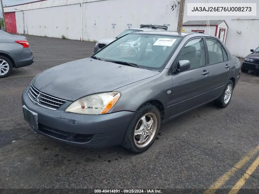 2006 Mitsubishi Lancer Es/Se VIN: JA3AJ26E76U008273 Lot: 40414891