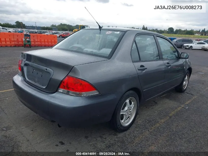 2006 Mitsubishi Lancer Es/Se VIN: JA3AJ26E76U008273 Lot: 40414891