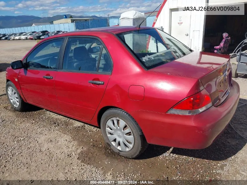 2006 Mitsubishi Lancer Es/Se VIN: JA3AJ26E66V009804 Lot: 40448477