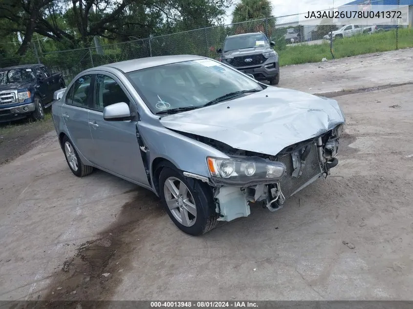 2008 Mitsubishi Lancer De/Es VIN: JA3AU26U78U041372 Lot: 40013948