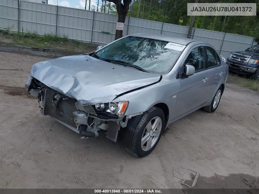 2008 Mitsubishi Lancer De/Es VIN: JA3AU26U78U041372 Lot: 40013948