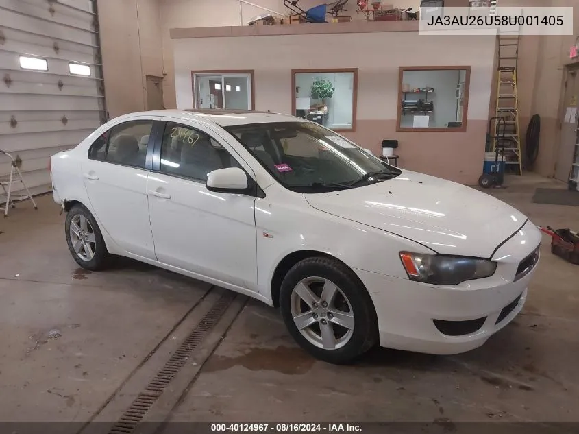 2008 Mitsubishi Lancer Es VIN: JA3AU26U58U001405 Lot: 40124967