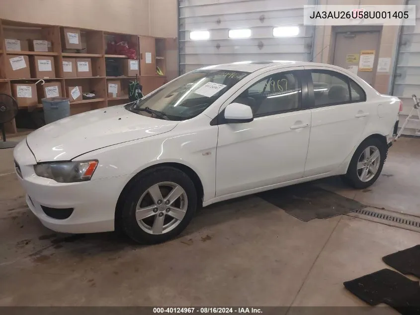 2008 Mitsubishi Lancer Es VIN: JA3AU26U58U001405 Lot: 40124967