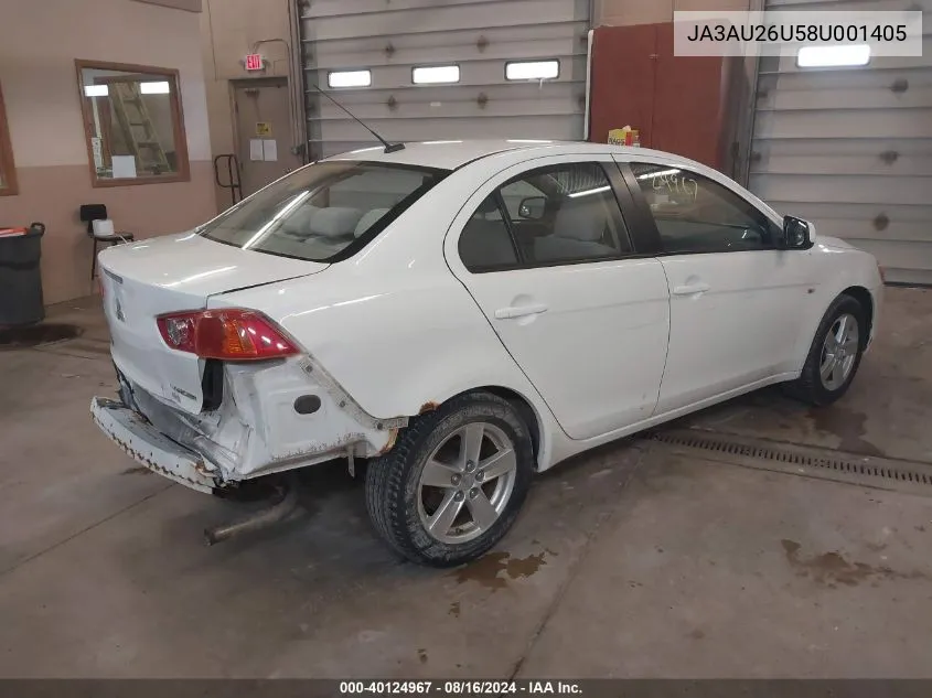 2008 Mitsubishi Lancer Es VIN: JA3AU26U58U001405 Lot: 40124967